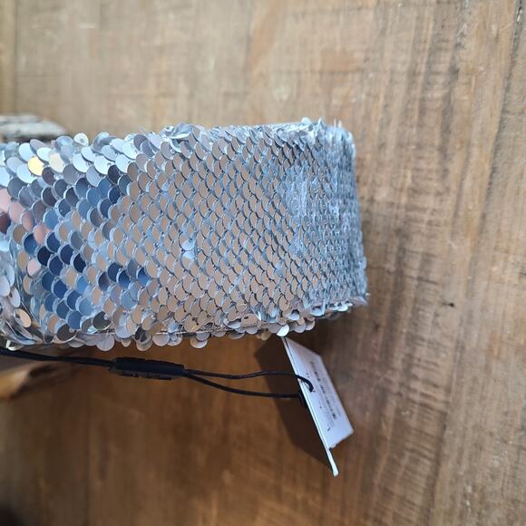 Nicole Miller Silver Sequin Chain Strap Small Shoulder Bag Purse - Picture 2 of 9